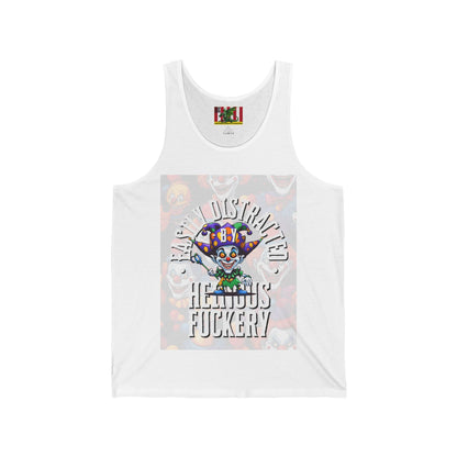 Easily Distracted by Heinous Fuckery Little Jincs Unisex Jersey Tank Top by theGreenDragonTavern.shop
