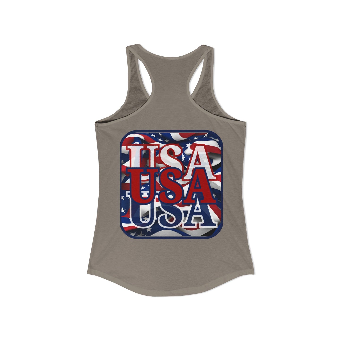 2-sided, RED White and Blue USA Patriot Women's Racerback Tank Top by theGreenDragonTavern.shop
