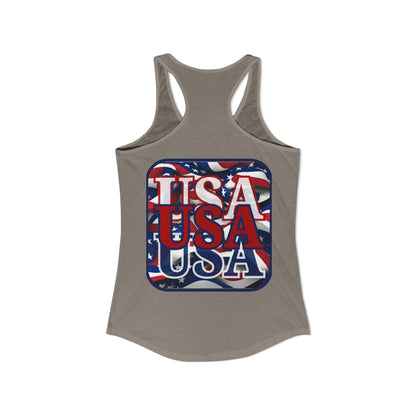 2-sided, RED White and Blue USA Patriot Women's Racerback Tank Top by theGreenDragonTavern.shop