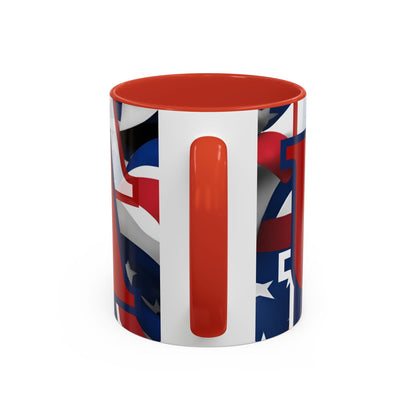 USA! USA! USA Red font Patriot White Accent Mug by theGreenDragonTavern.shop