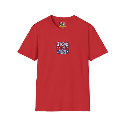 2-sided, RED White and Blue USA Patriot Light colors Unisex T-Shirt by theGreenDragonTavern.shop