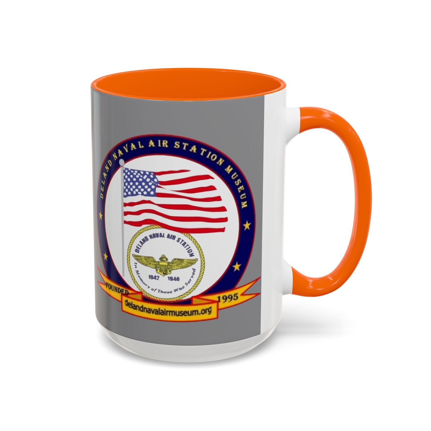 DeLand Naval Air Station Museum Grey Accent Mug by theGreenDragonTavern.shop