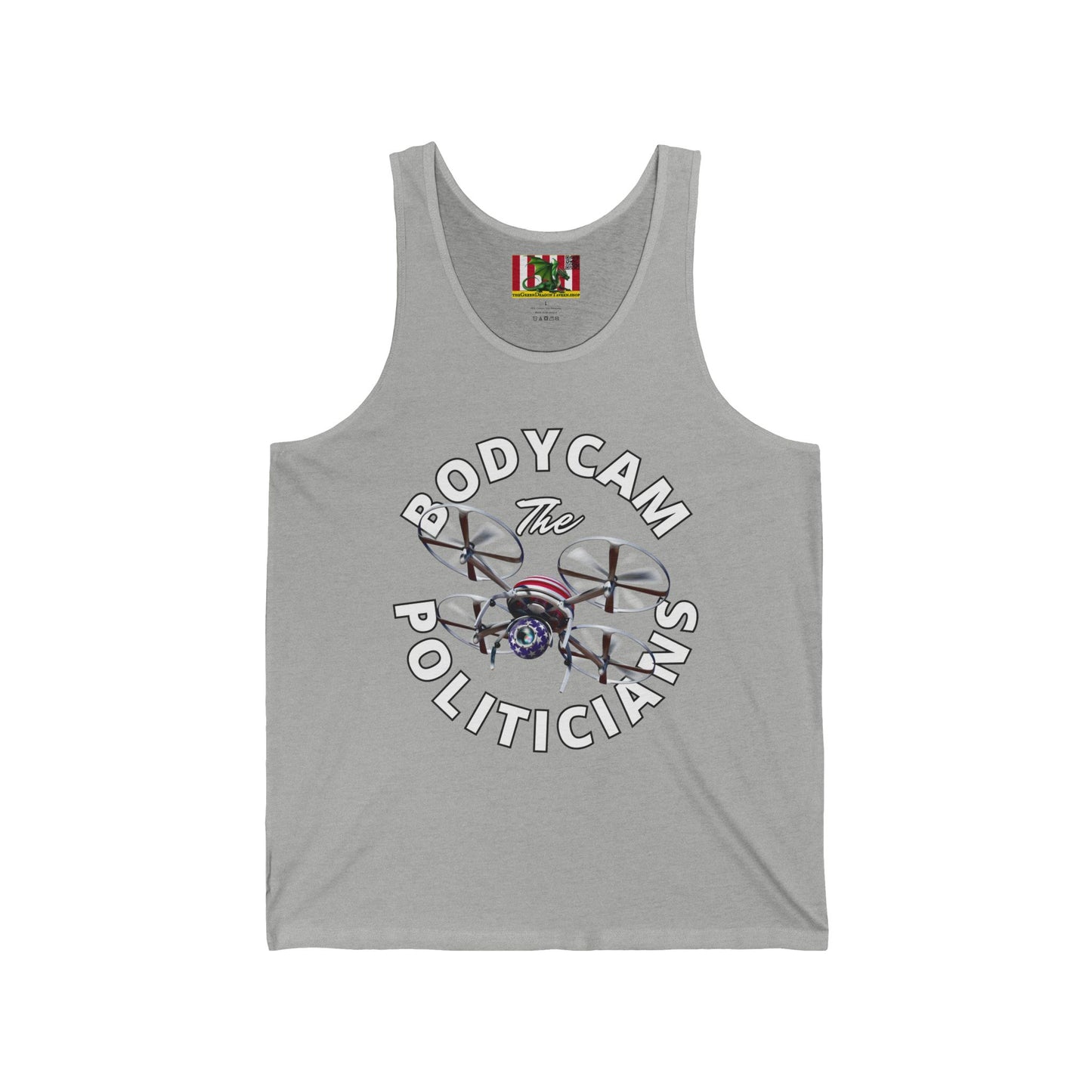 Bodycam the Politicians Drone Unisex Jersey Tank Top by theGreenDragonTavern.shop