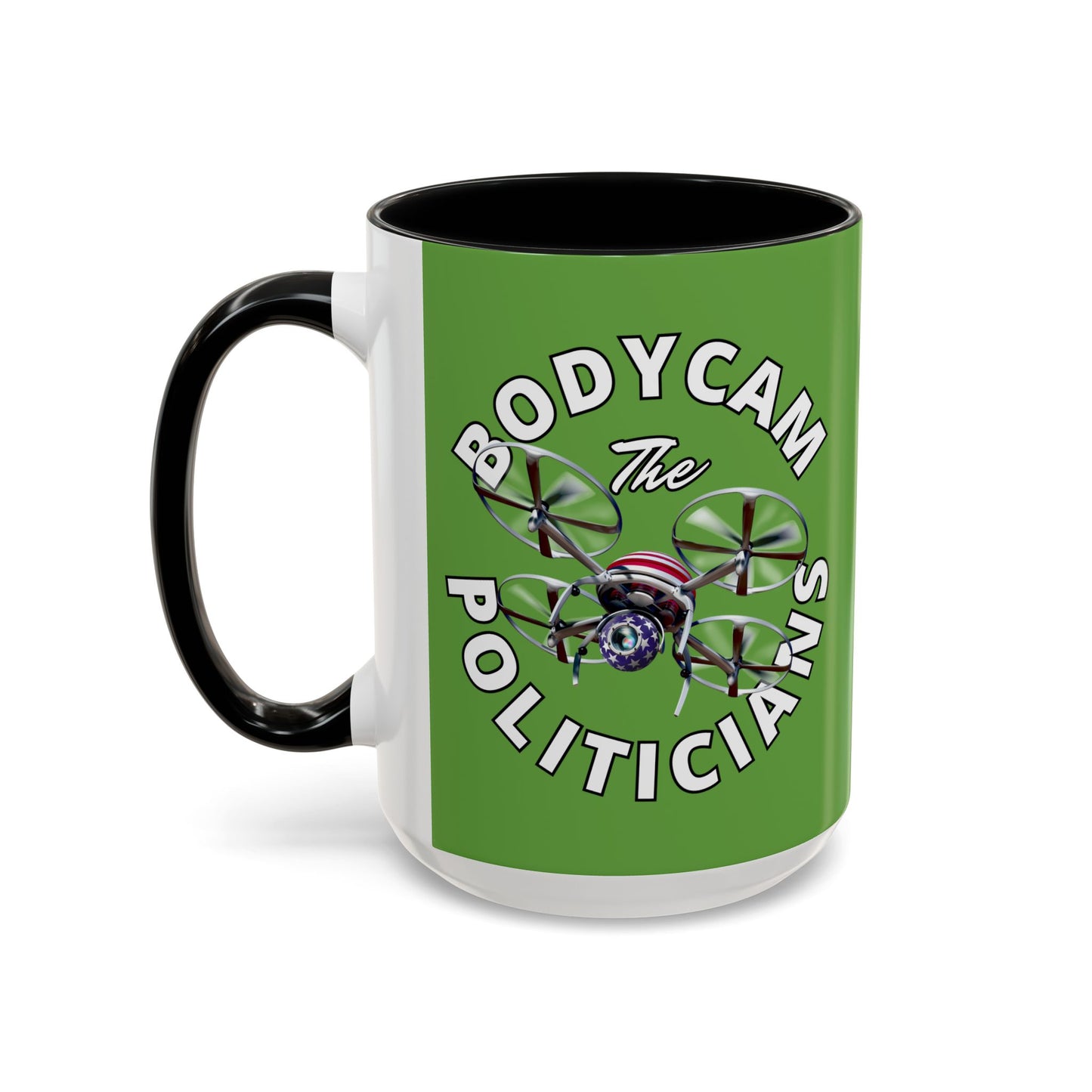 Bodycam the Politicians Drone Green Accent Mug by theGreenDragonTavern.shop