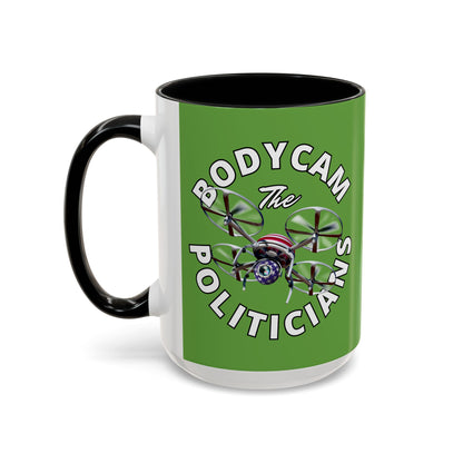 Bodycam the Politicians Drone Green Accent Mug by theGreenDragonTavern.shop