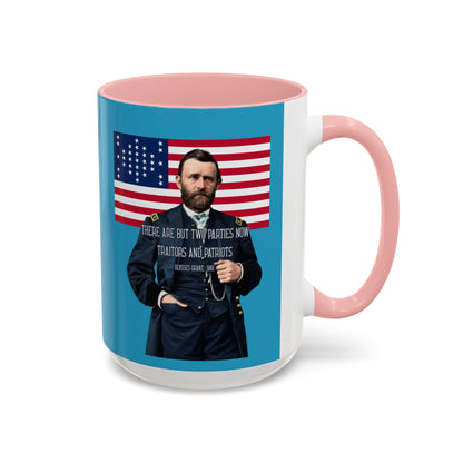 "Traitors and Patriots" Ulysses Grant Turquoise Accent Mug by theGreenDragonTavern.shop