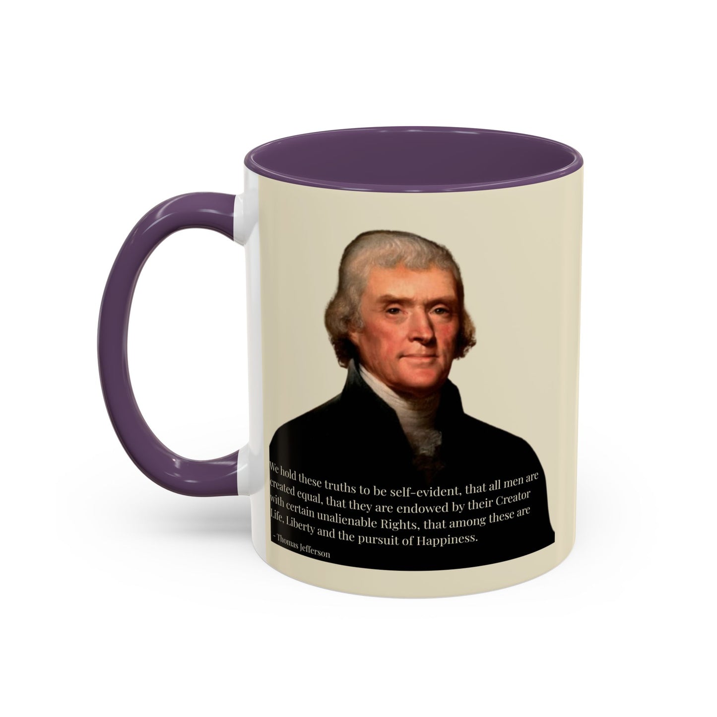 We hold these truths to be self-evident Parchment Yellow Accent Mug by theGreenDragonTavern.shop