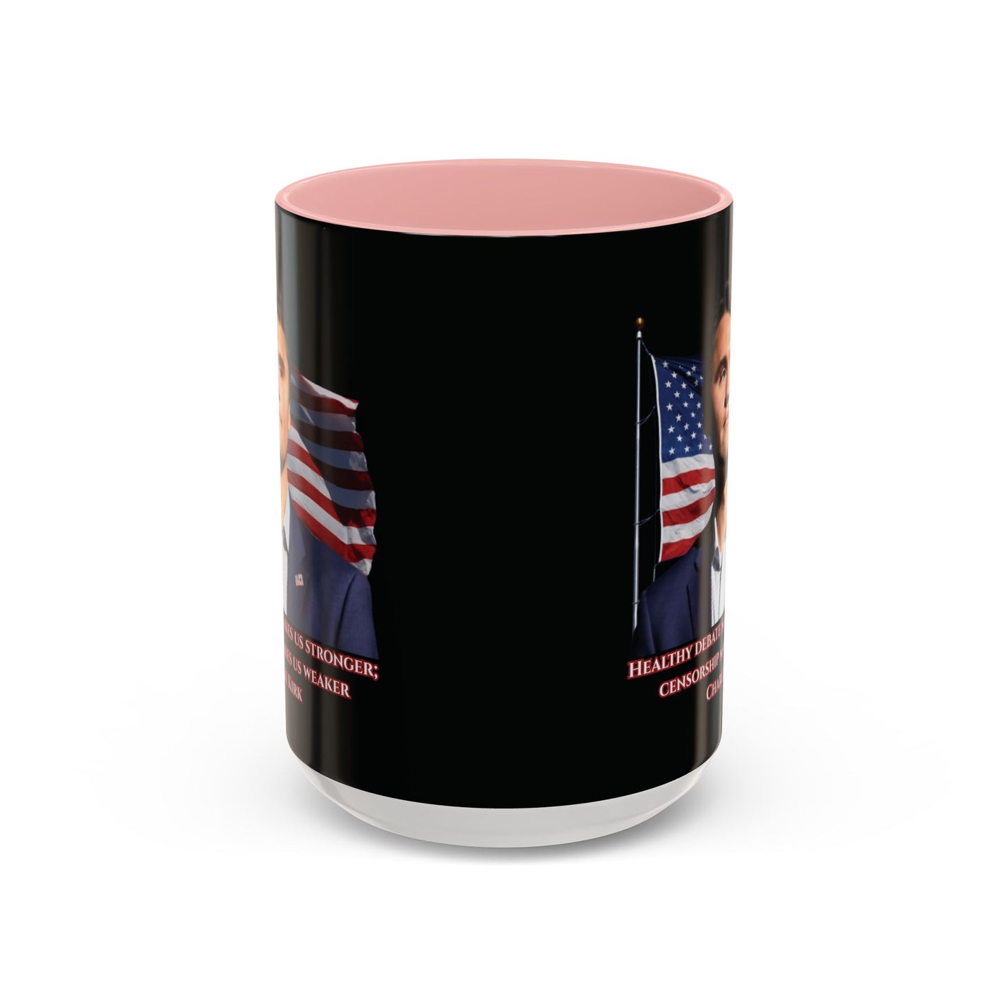 Charlie Kirk, Healthy Debate Black Accent Mug by theGreenDragonTavern.shop