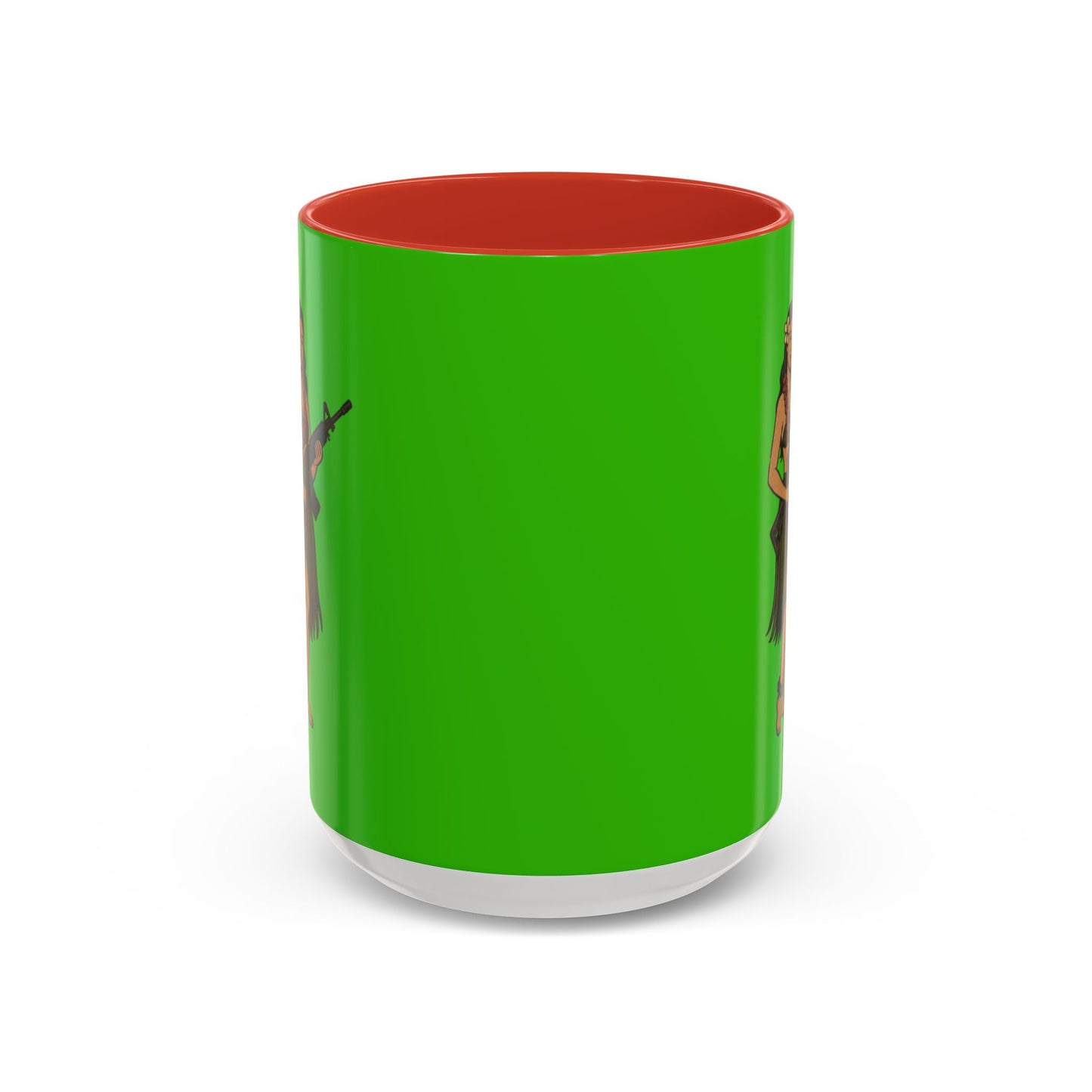 Hula Girl Packin' Heat Light Green Accent Mug by theGreenDragonTavern.shop