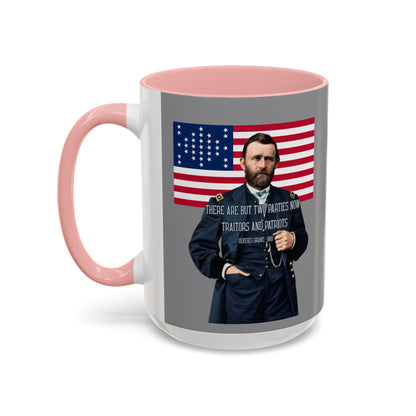"Traitors and Patriots" Ulysses Grant Grey Accent Mug by theGreenDragonTavern.shop