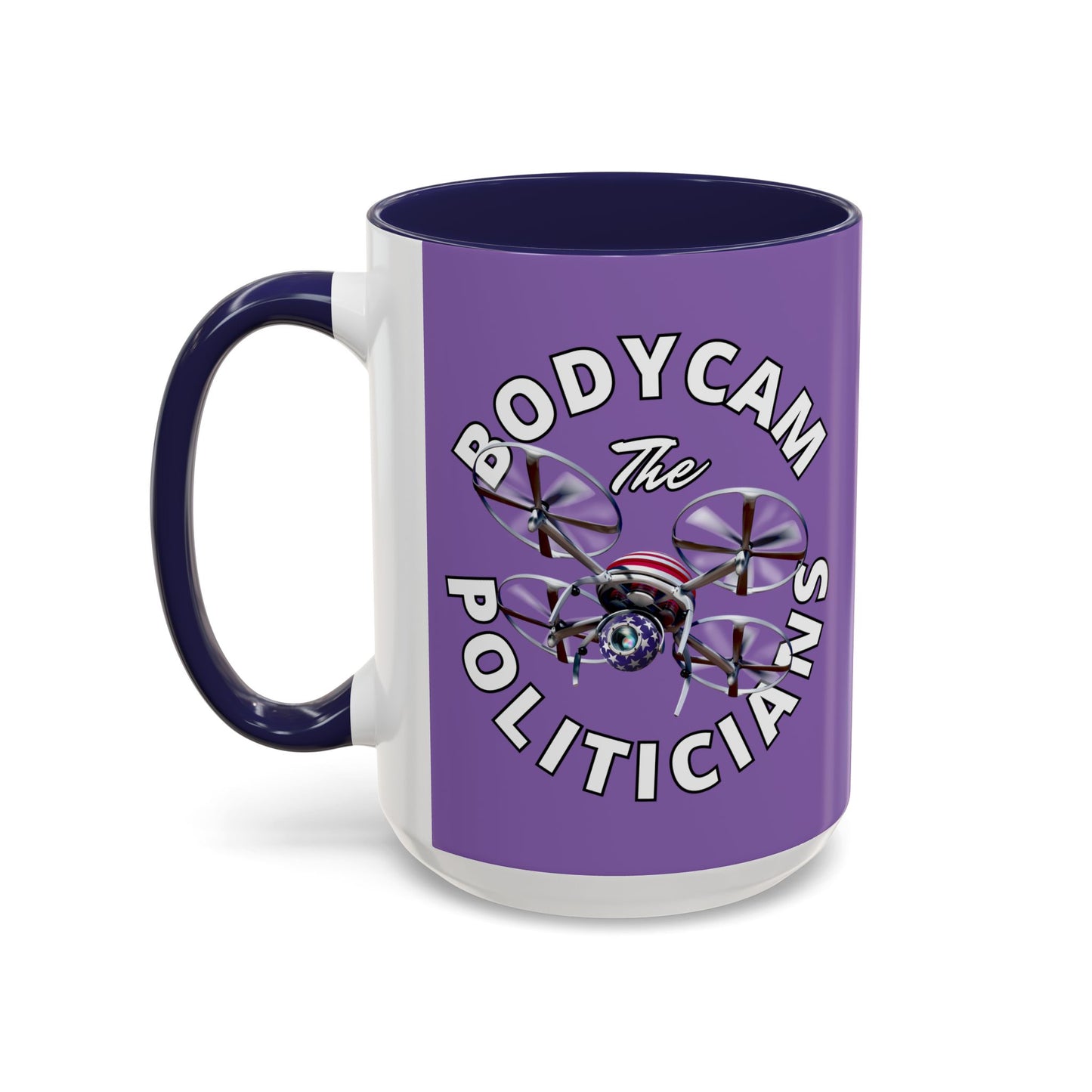 Bodycam the Politicians Drone Light Purple Accent Mug by theGreenDragonTavern.shop