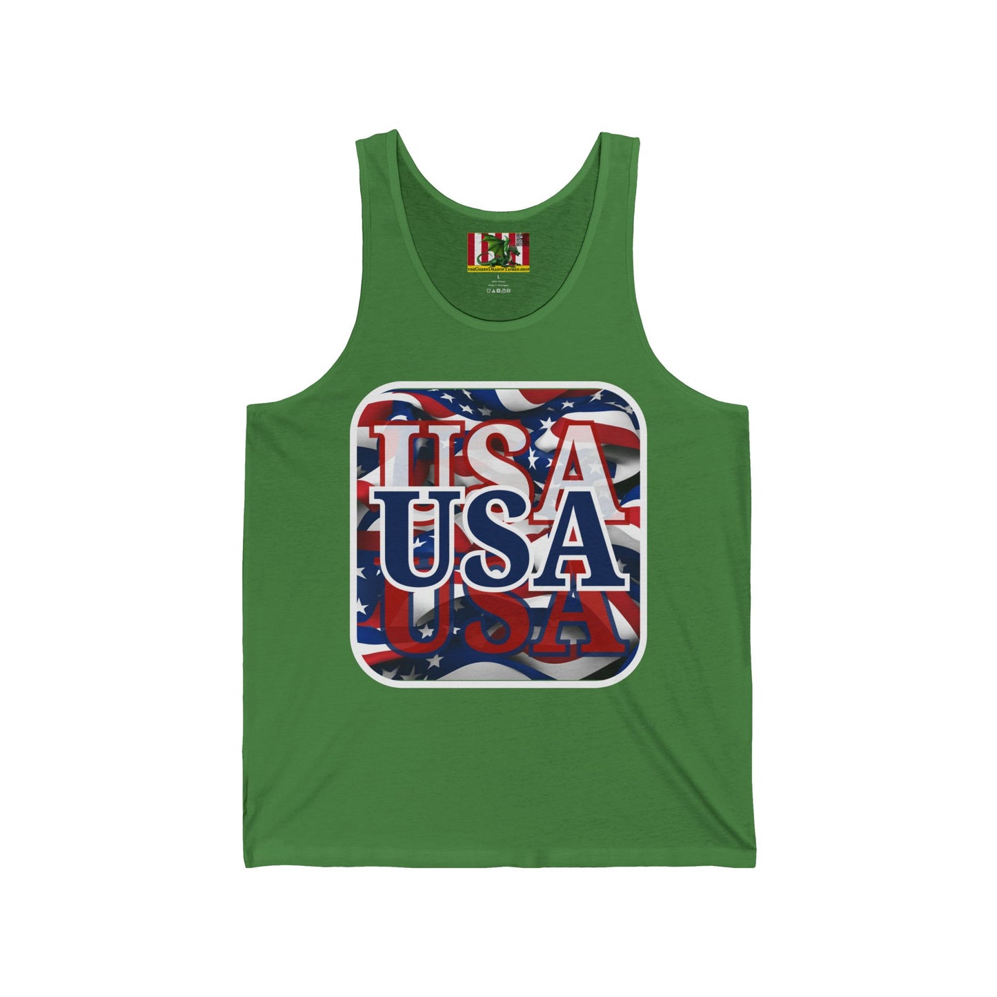 Red White and BLUE USA Patriot Unisex Jersey Tank Top by theGreenDragonTavern.shop