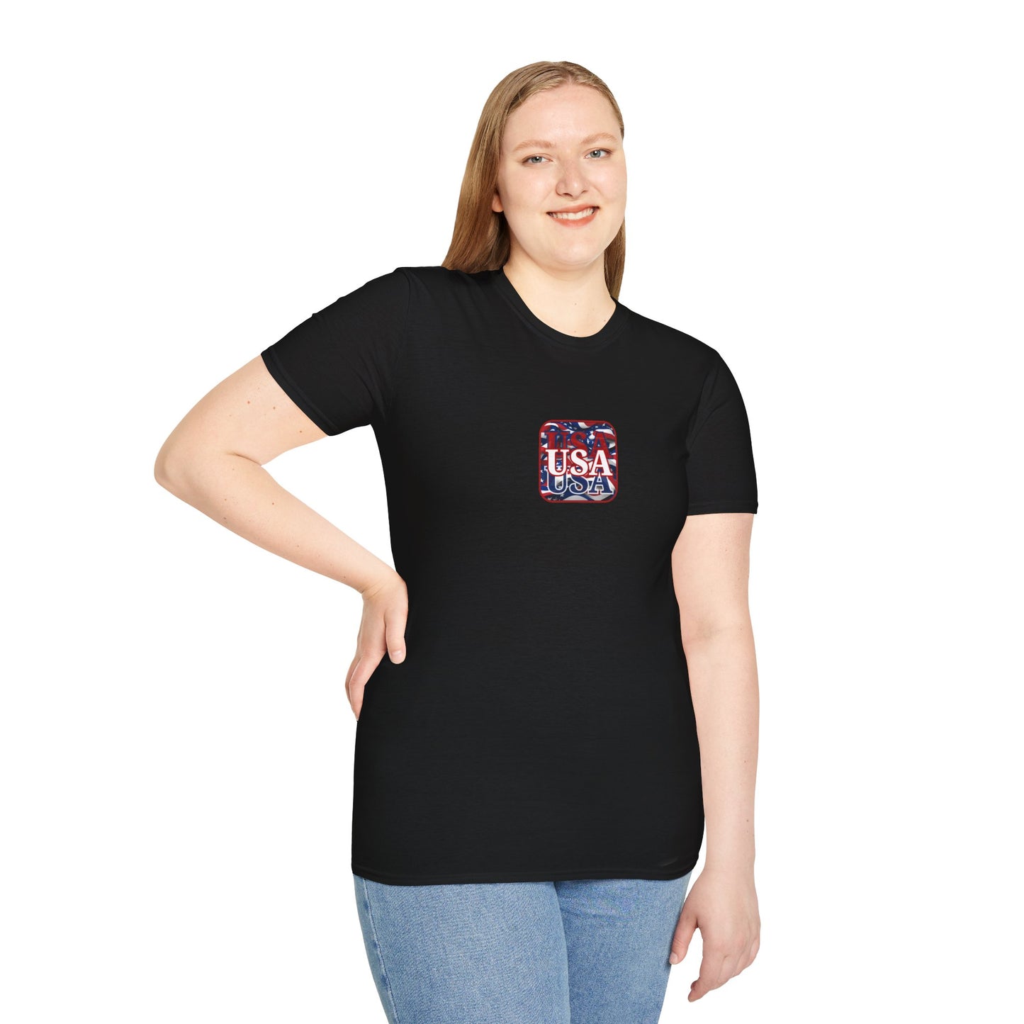 2-sided, Red WHITE and Blue USA Patriot Dark colors Unisex T-Shirt by theGreenDragonTavern.shop