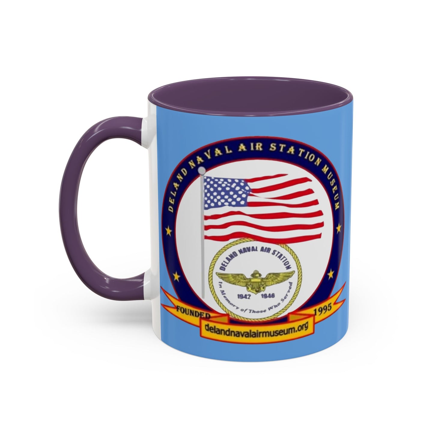 DeLand Naval Air Station Museum Light Blue Accent Mug by theGreenDragonTavern.shop