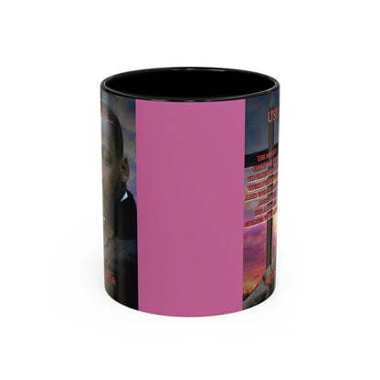Use Me God, MLK Jr Pink Accent Mug by theGreenDragonTavern.shop
