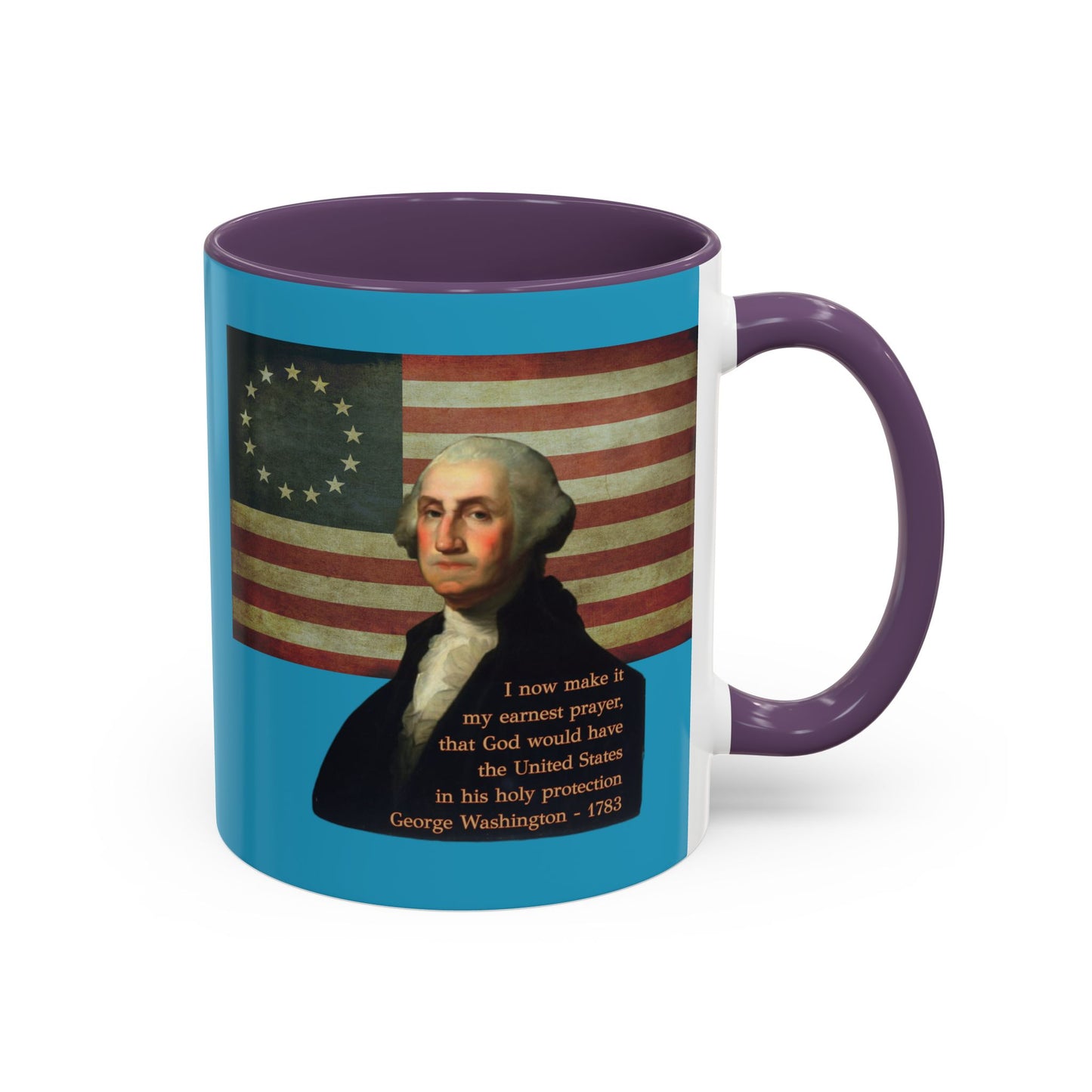 Washington's Earnest Prayer Turquoise Accent Mug by theGreenDragonTavern.shop
