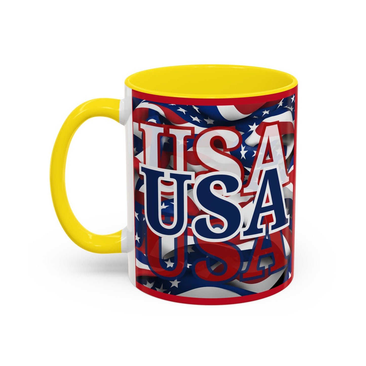 USA Blue font Center Patriot Red Accent Mug by theGreenDragonTavern.shop