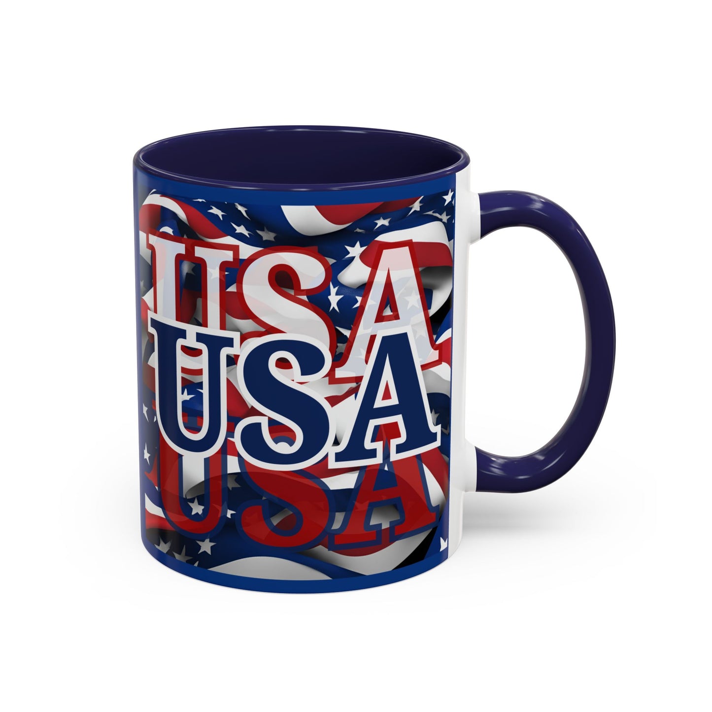USA Blue font Center Patriot Blue Accent Mug by theGreenDragonTavern.shop