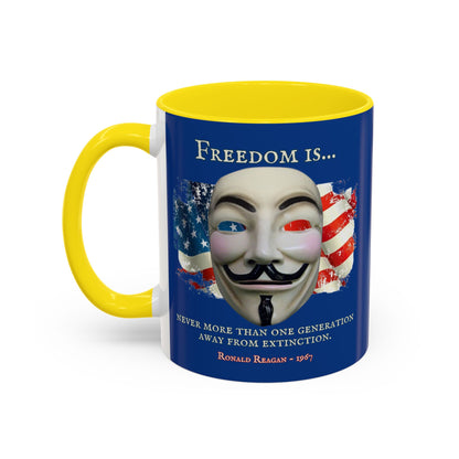 Ronald Reagan Freedom Vendetta Blue Accent Mug by theGreenDragonTavern.shop