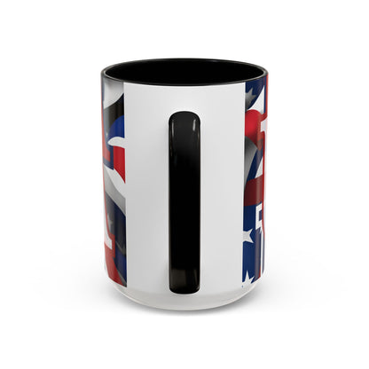 USA! USA! USA White font Patriot Blue Accent Mug by theGreenDragonTavern.shop