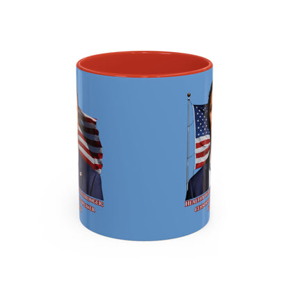 Charlie Kirk, Healthy Debate Light Blue Accent Mug by theGreenDragonTavern.shop