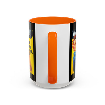 I Am Woman Watch Me Vote Rosie Black Accent Mug by theGreenDragonTavern.shop