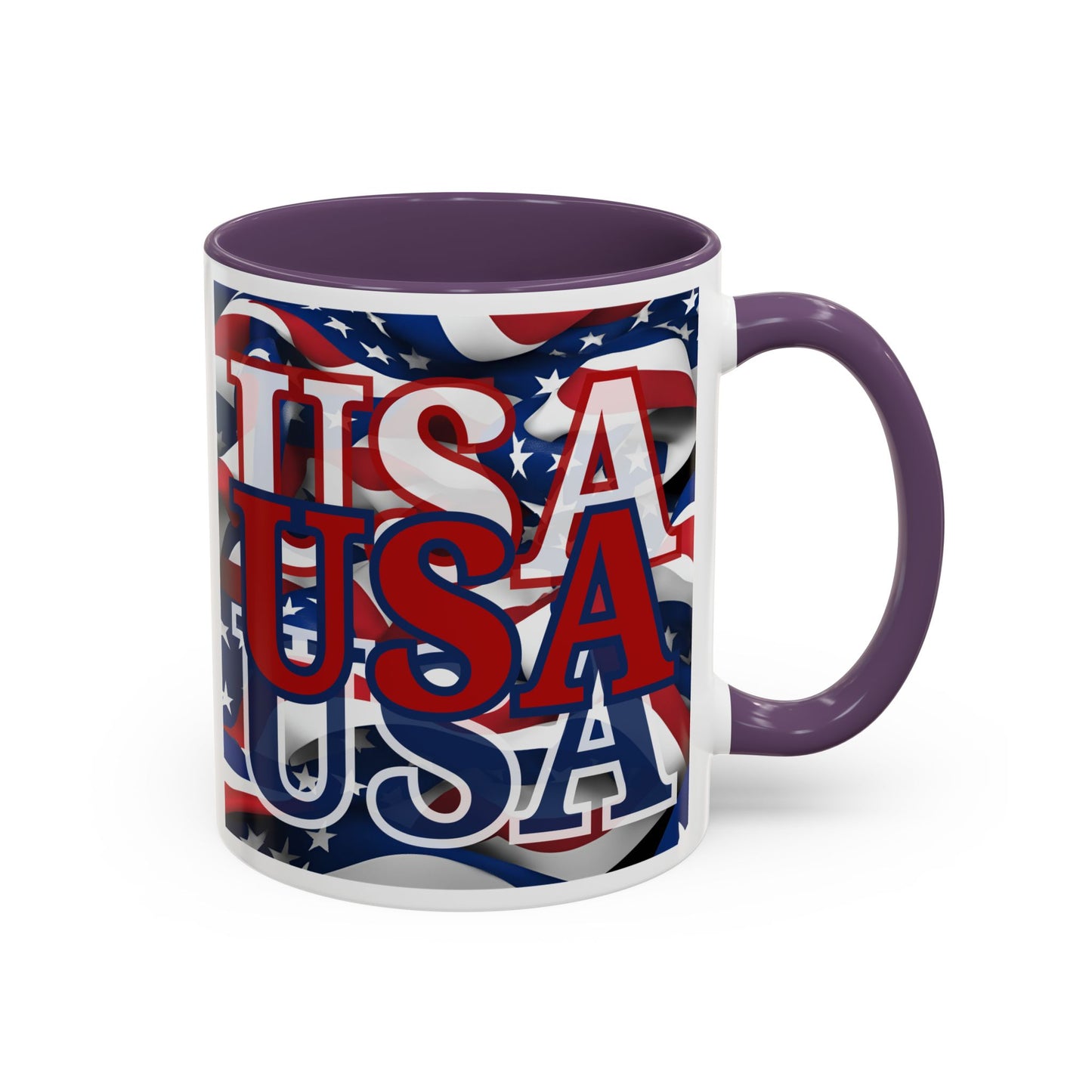 USA Red font Center Patriot White Accent Mug by theGreenDragonTavern.shop