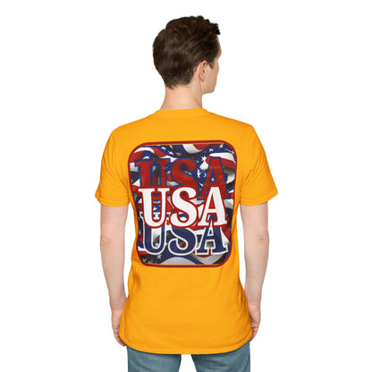 2-sided, Red WHITE and Blue USA Patriot Light colors Unisex T-Shirt by theGreenDragonTavern.shop