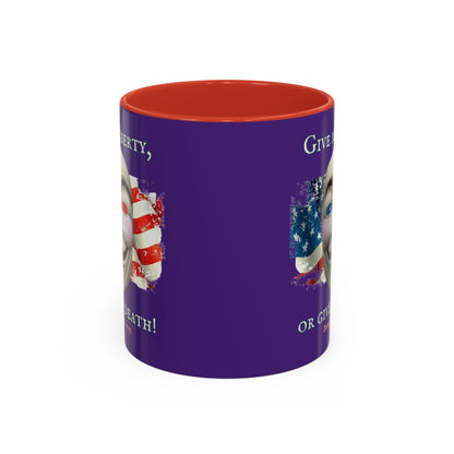 Vendetta, "Give me liberty, or give me death!" Purple Accent Mug by theGreenDragonTavern.shop