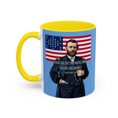 "Traitors and Patriots" Ulysses Grant Light Blue Accent Mug by theGreenDragonTavern.shop