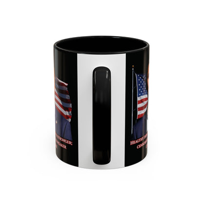 Charlie Kirk, Healthy Debate Black Accent Mug by theGreenDragonTavern.shop