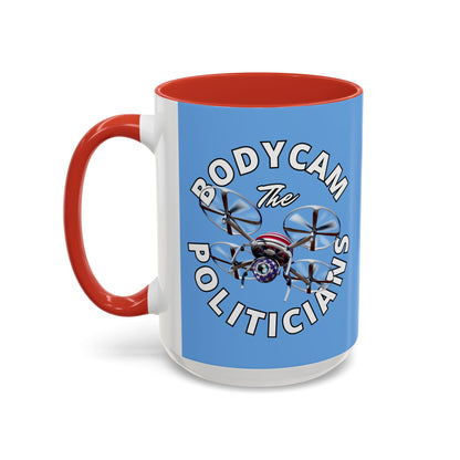 Bodycam the Politicians Drone Light Blue Accent Mug by theGreenDragonTavern.shop