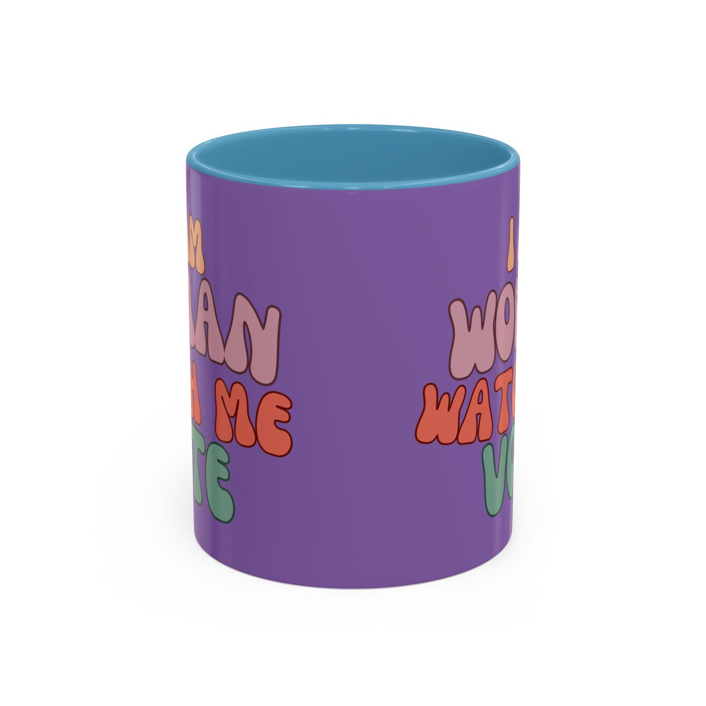 I Am Woman Watch Me Vote Light Purple Accent Mug by theGreenDragonTavern.shop