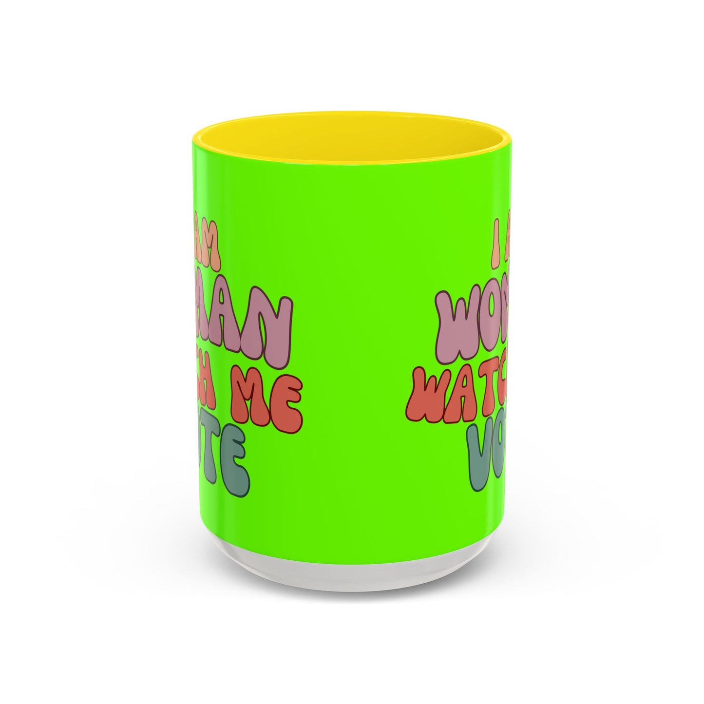 I Am Woman Watch Me Vote Light Green Accent Mug by theGreenDragonTavern.shop
