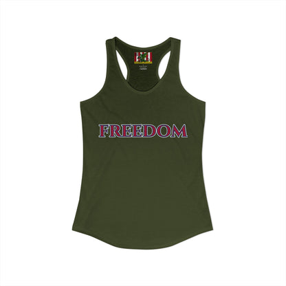 Freedom, Red font Woman's Racerback Tank Top by theGreenDragonTavern.shop