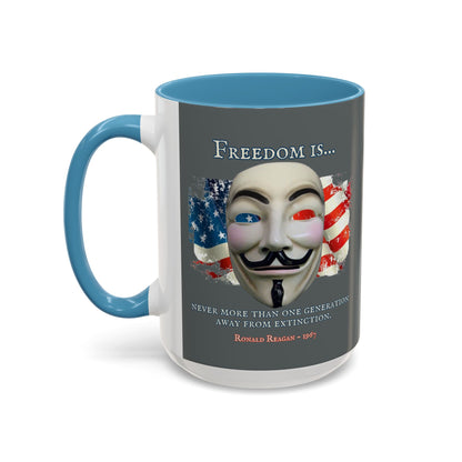 Ronald Reagan Freedom Vendetta Grey Accent Mug by theGreenDragonTavern.shop