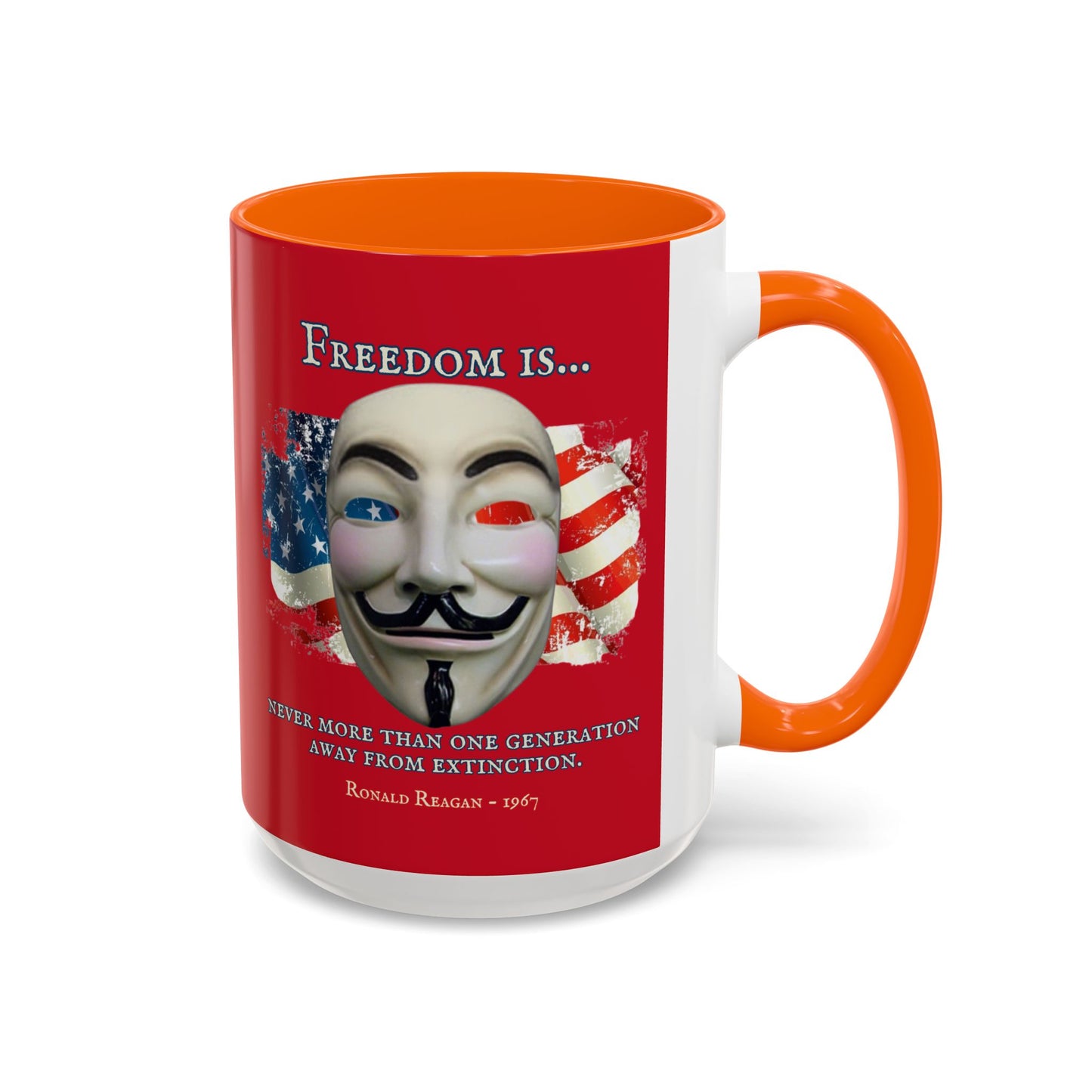 Ronald Reagan Freedom Vendetta Red Accent Mug by theGreenDragonTavern.shop