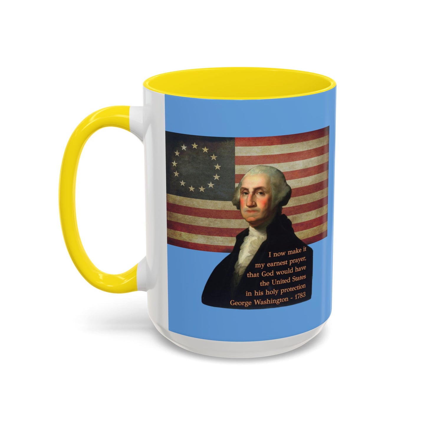 Washington's Earnest Prayer Light Blue Accent Mug by theGreenDragonTavern.shop