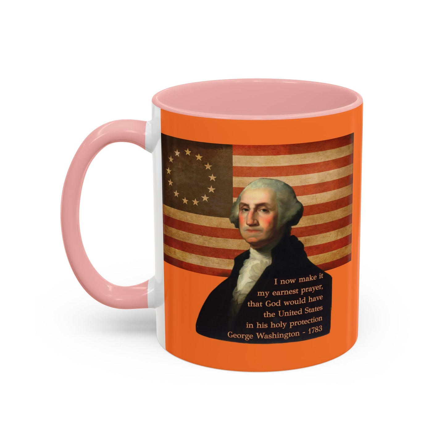 Washington's Earnest Prayer Orange Accent Mug by theGreenDragonTavern.shop