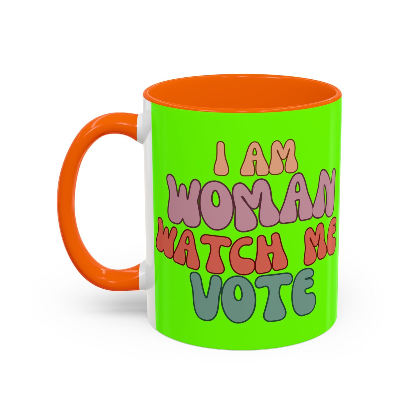 I Am Woman Watch Me Vote Light Green Accent Mug by theGreenDragonTavern.shop