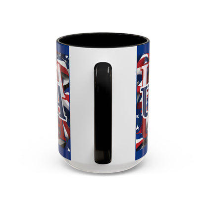USA Blue font Center Patriot Blue Accent Mug by theGreenDragonTavern.shop