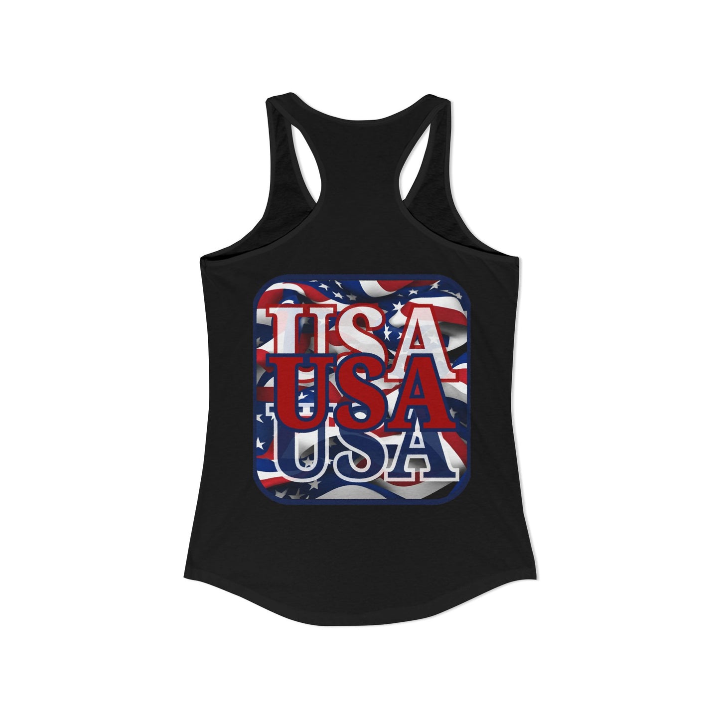 2-sided, RED White and Blue USA Patriot Women's Racerback Tank Top by theGreenDragonTavern.shop