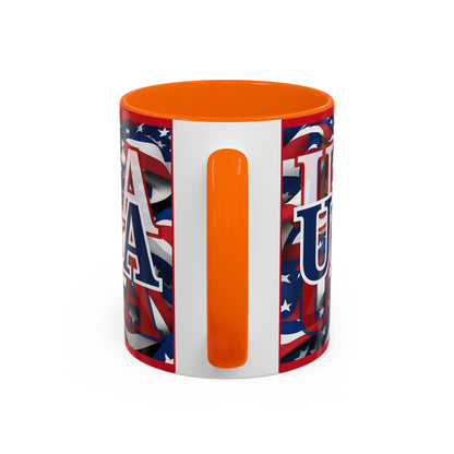 USA Blue font Center Patriot Red Accent Mug by theGreenDragonTavern.shop