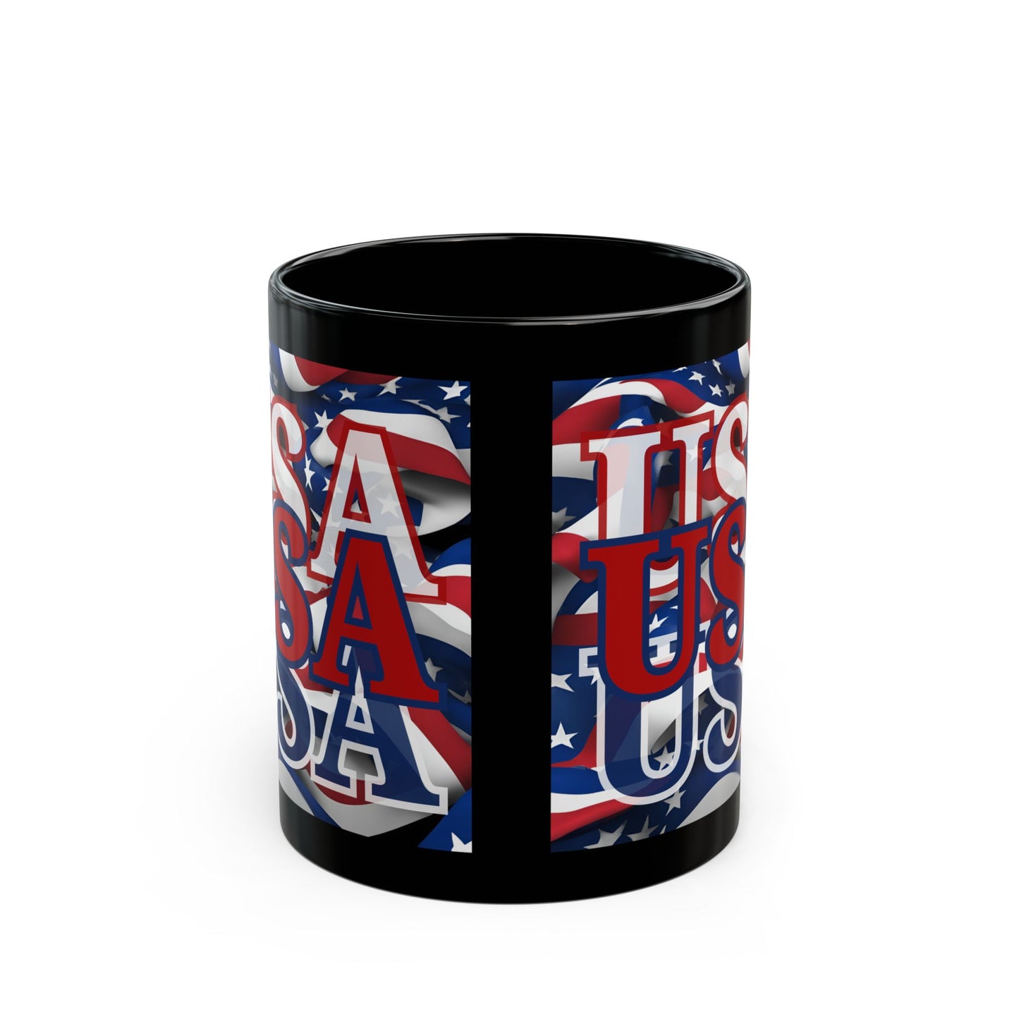 USA RDfont Center Patriot Black Mug by theGreenDragonTavern.shop