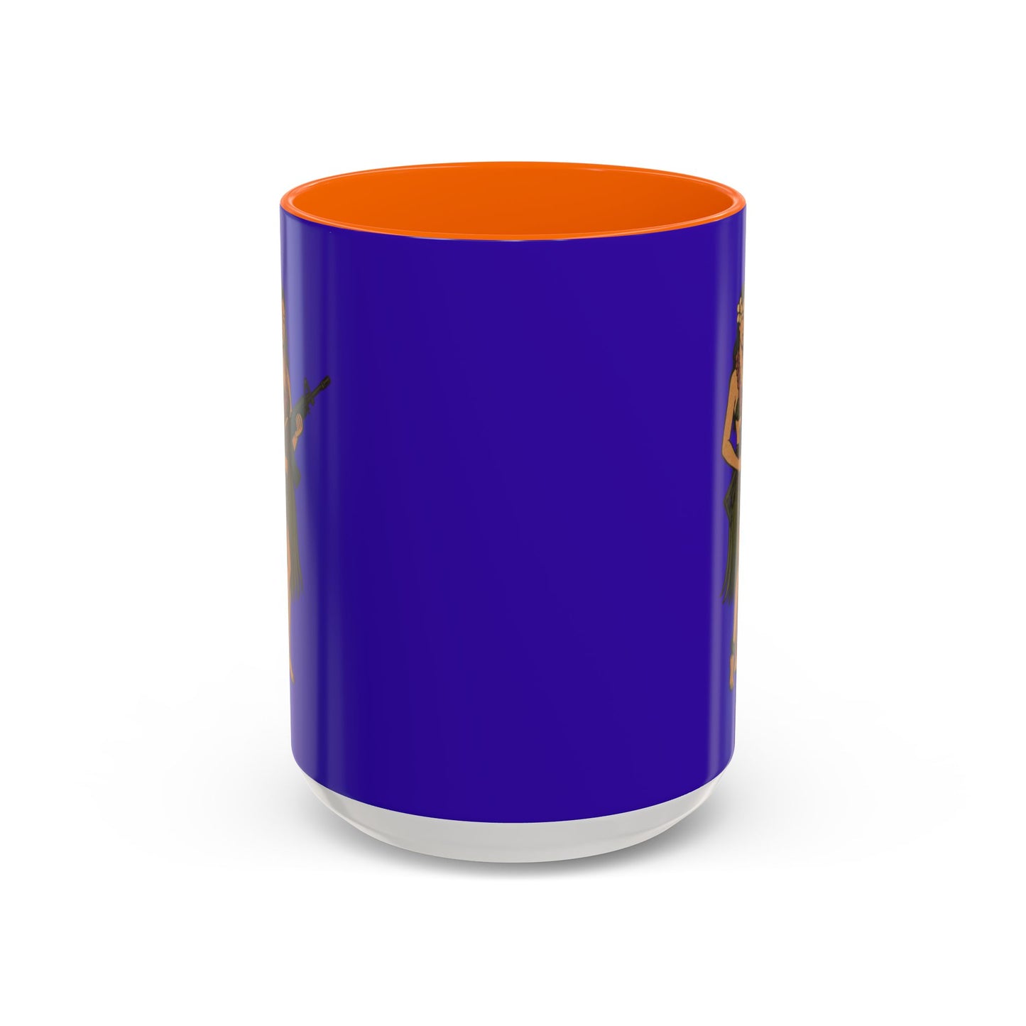 Hula Girl Packin' Heat Dark Purple Accent Mug by theGreenDragonTavern.shop