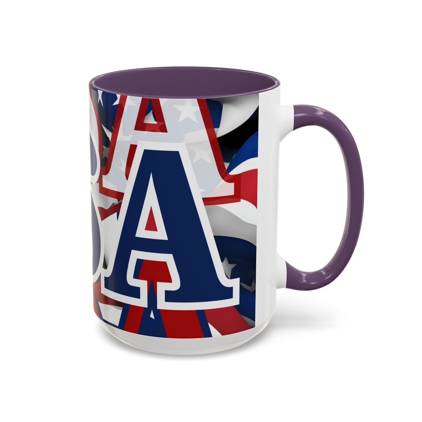 USA! USA! USA Blue font Patriot Black Accent Mug by theGreenDragonTavern.shop