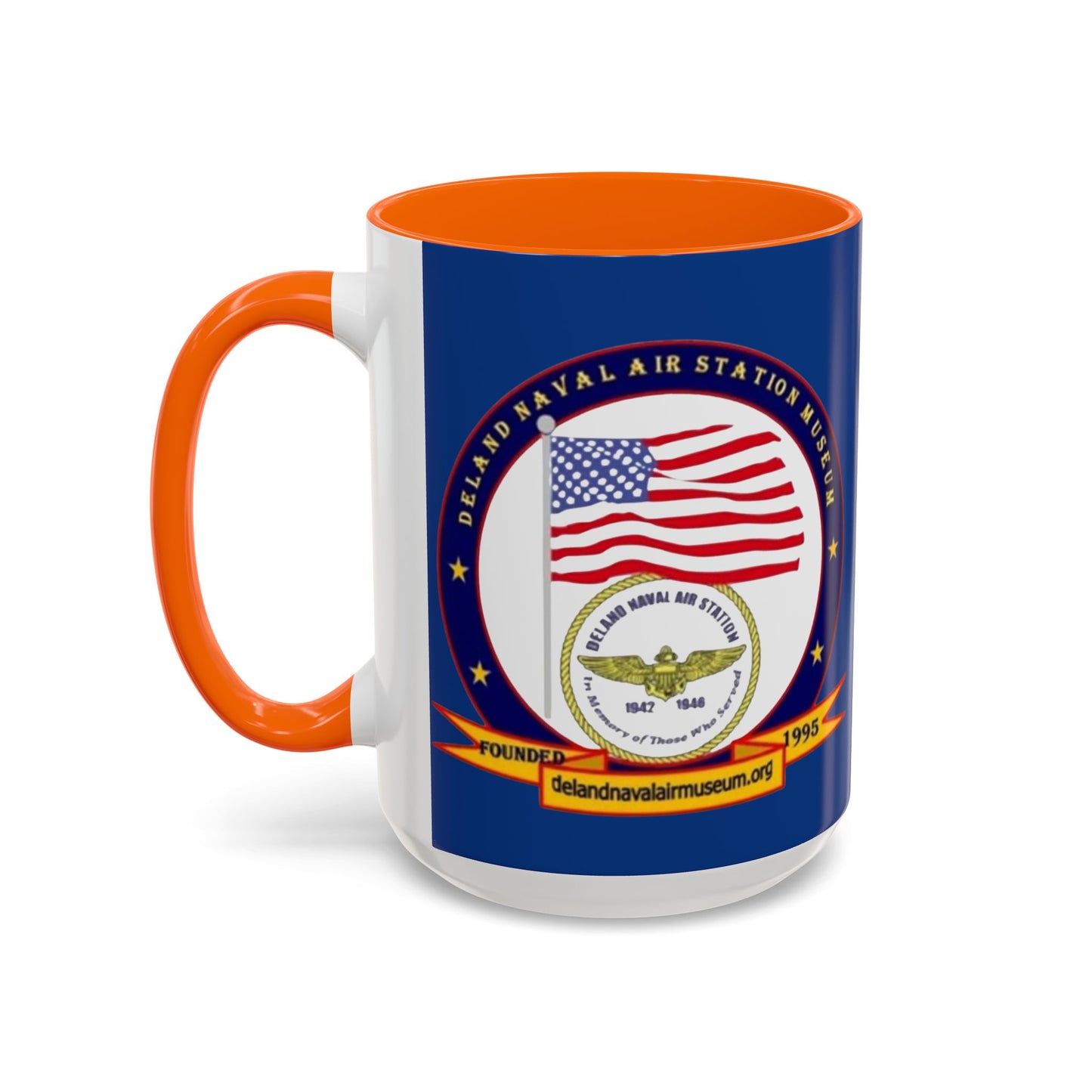 DeLand Naval Air Station Museum Blue Accent Mug by theGreenDragonTavern.shop