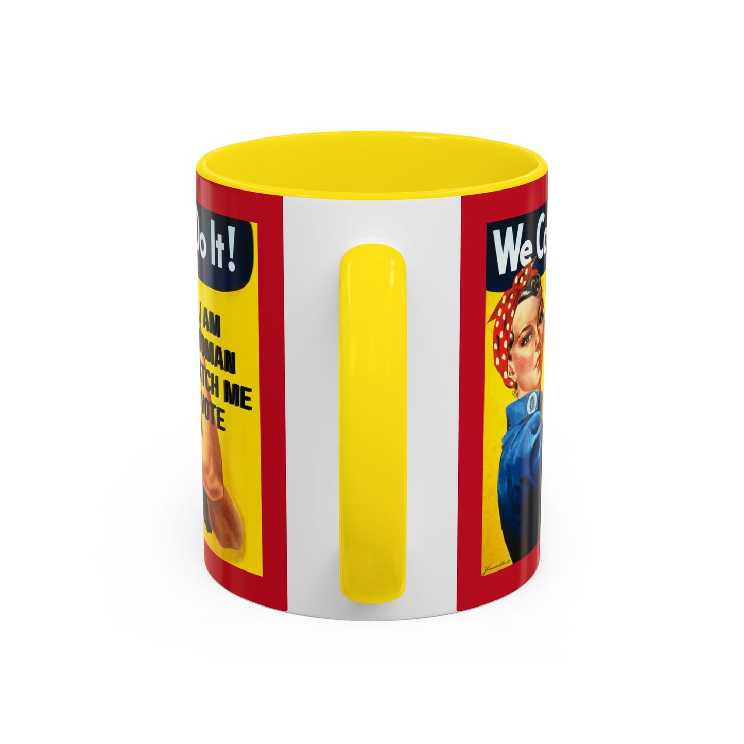 I Am Woman Watch Me Vote Rosie Red Accent Mug by theGreenDragonTavern.shop