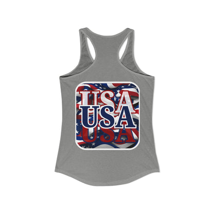 2-sided, Red White and BLUE USA Patriot Women's Racerback Tank Top by theGreenDragonTavern.shop