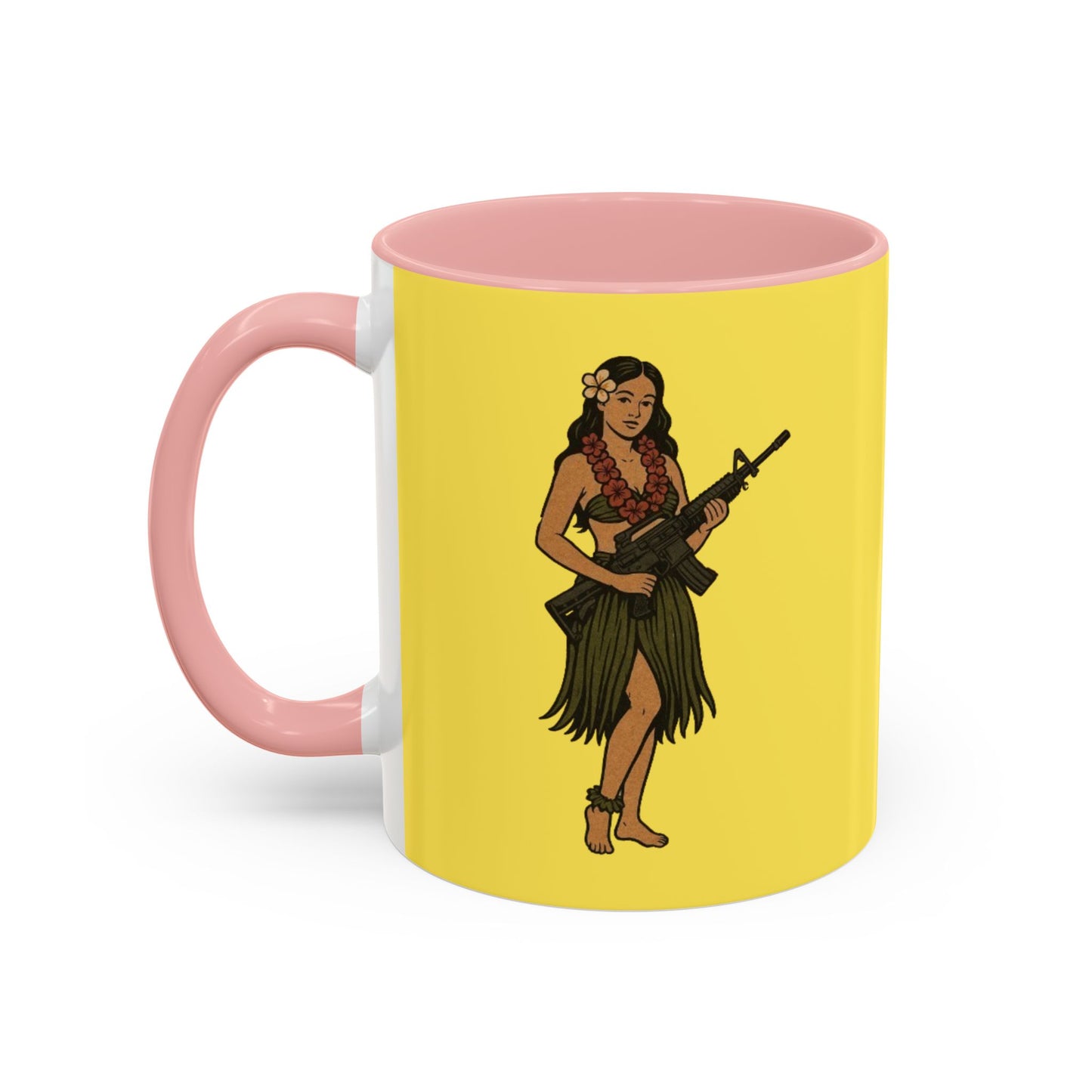 Hula Girl Packin' Heat Pineapple Accent Mug by theGreenDragonTavern.shop
